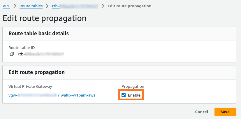 AWS vpn routing table propagation 3/3