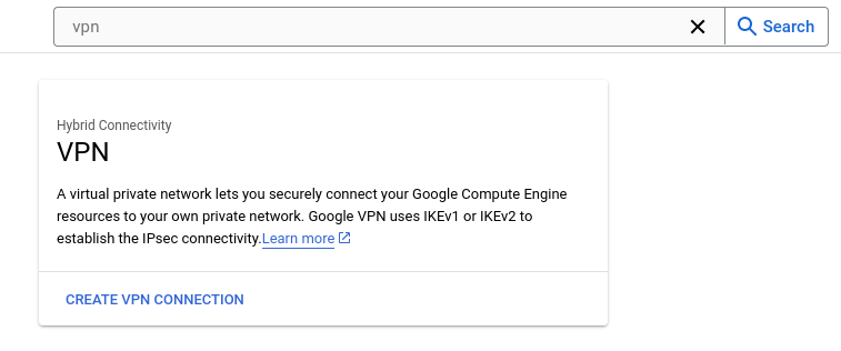 GCP Create VPN connection