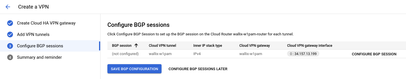 GCP Create VPN connection (step 3)